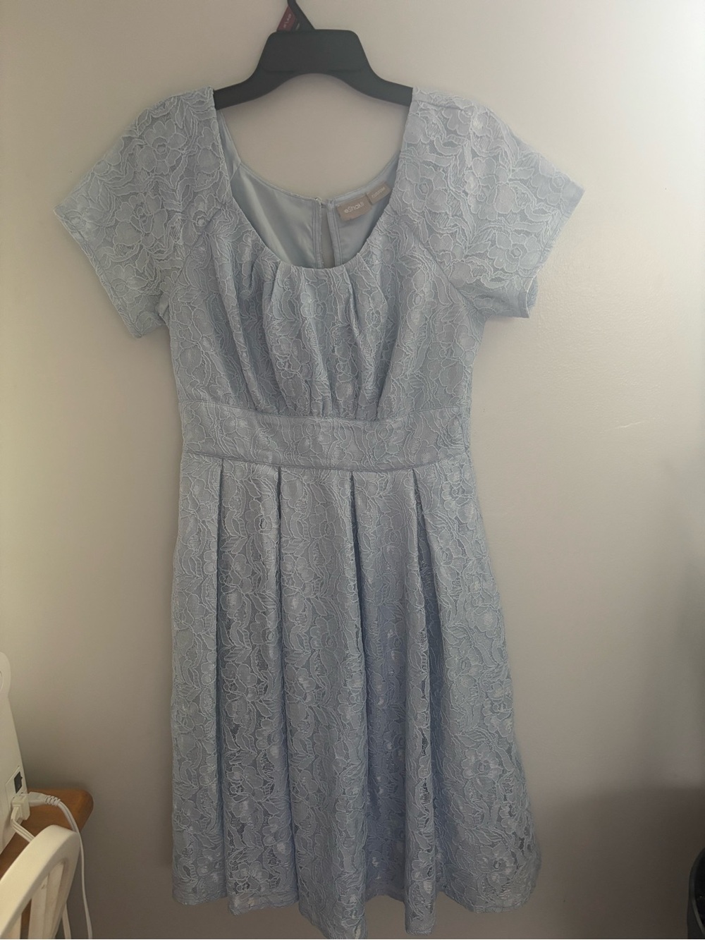 Light Blue Lace Fit-and-Flare Dress
